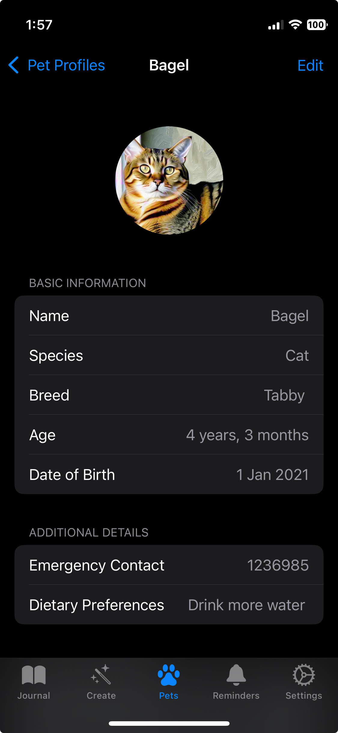 Pet Profile Creation